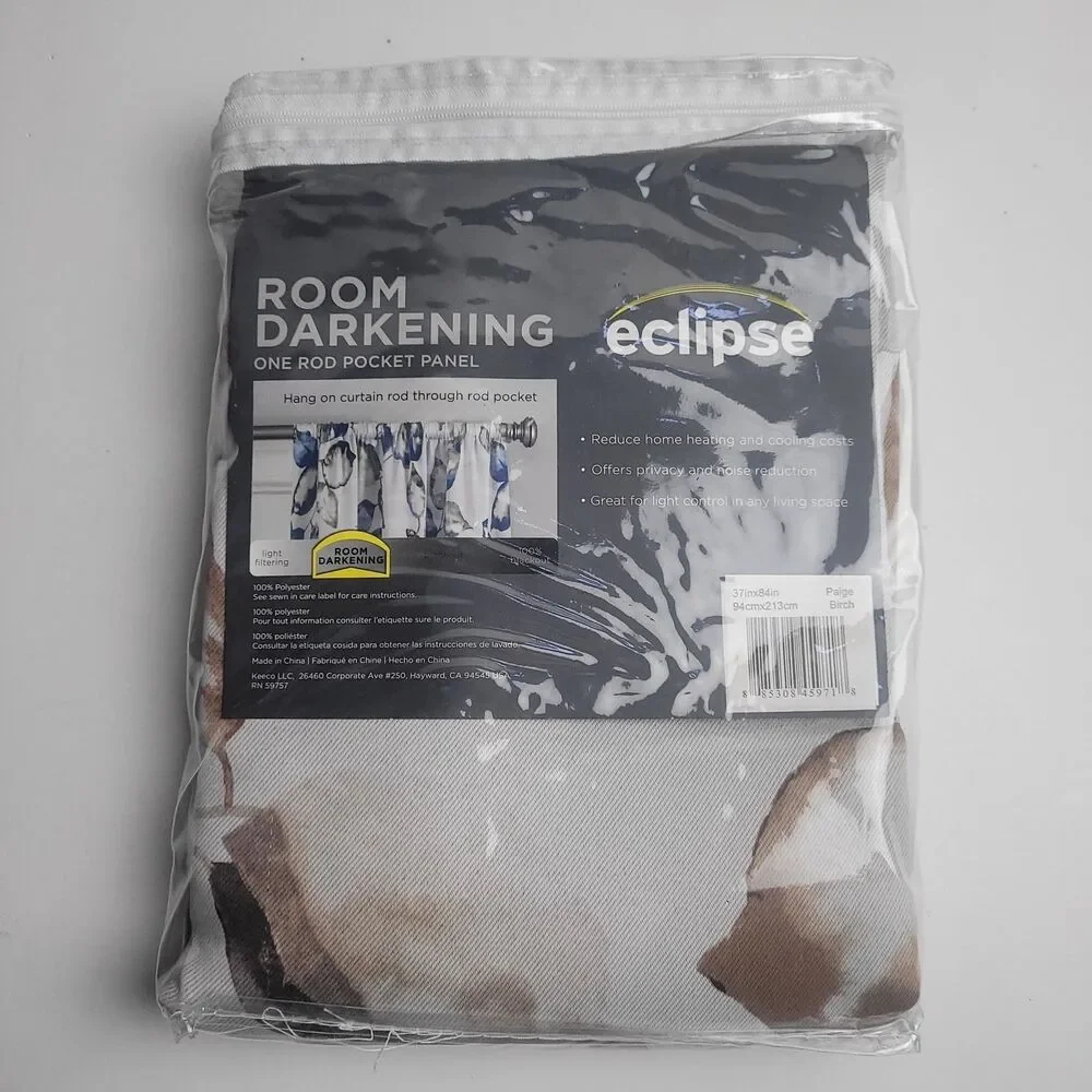 Eclipse Thermaweave Darkening Window SINGLE Curtain Panel 'Birch' 37x84in #CT8